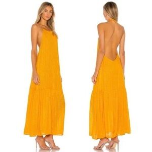 Sundress Zahara Backless Low Back Halter Sequin Maxi Dress Saint Barth Orange